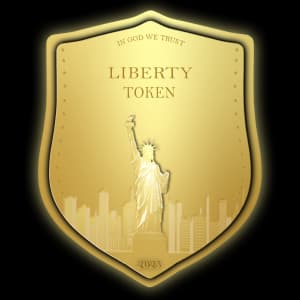 The Liberty Token - Gold Shield with Statue of Liberty